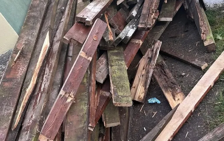 A pile of old timber planks