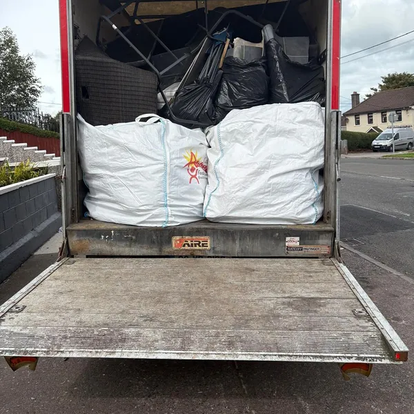 Bulk bags from a garden clear-out loaded in the van