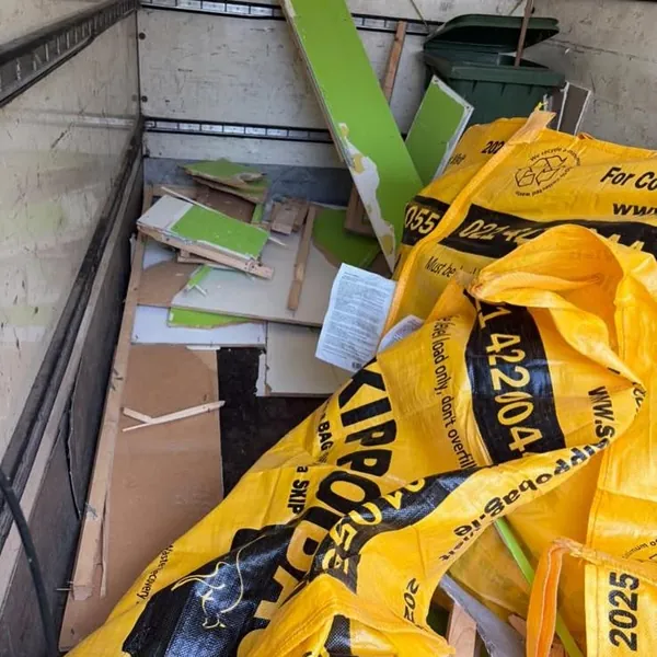 Full skip bags in the van